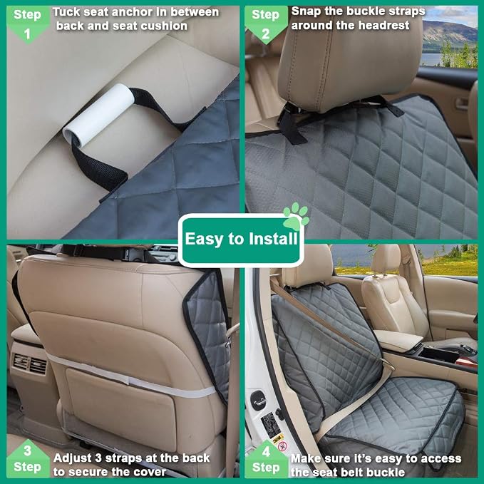 Waterproof Front Seat Cover Dog Car Seat Covers Nonslip and Full Protection with Side Flaps Fits Most Cars, Trucks, SUVs(Grey, 1Pack) - Image 5