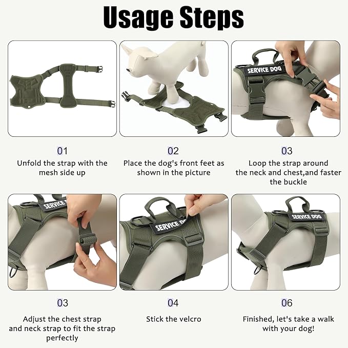Service Dog Harness, Reflective Dog Vest Harness with 5 PCS Patches, Adjustable Soft Oxford Pet Harness, Inner Layer Mesh, Easy to Control for Small Medium Large Dogs - Image 3