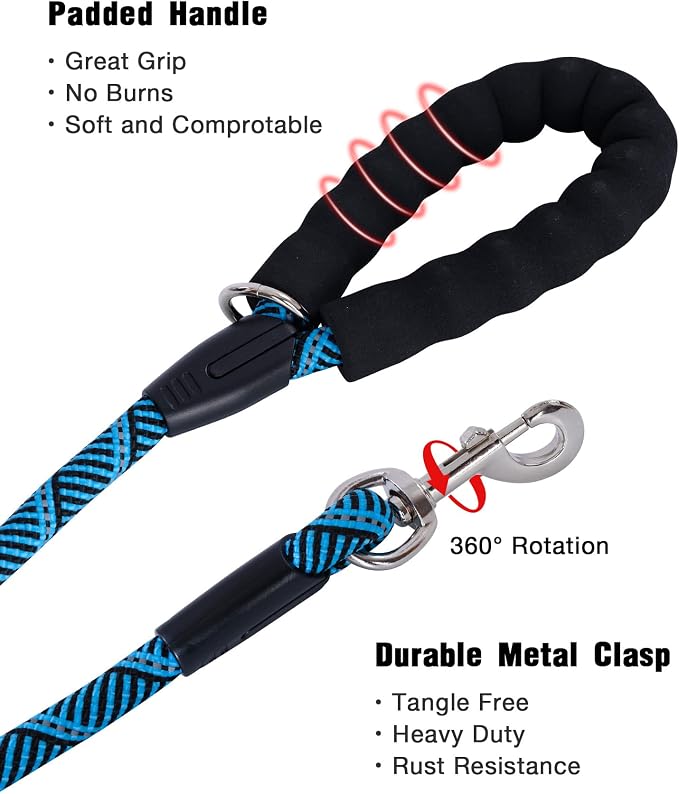 Long Dog Leash with Reflective Threads 15FT 20FT 30FT 50FT,Heavy Duty Bungee Dog Leashes for Small Medium Large Breed Dogs,Shock Absorbing Training Leash for Walking,Hunting,Camping&Yard - Image 6