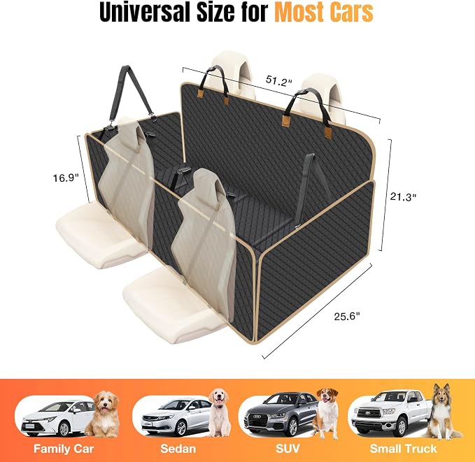 Hard Bottom Dog Car Seat Cover for Back Seat, Holds 420lbs - Waterproof Sturdy Nonslip Hammock for Cars/Trucks/SUVs - Easy to Clean & Safe Backseat Extender for Large Dogs - Image 4
