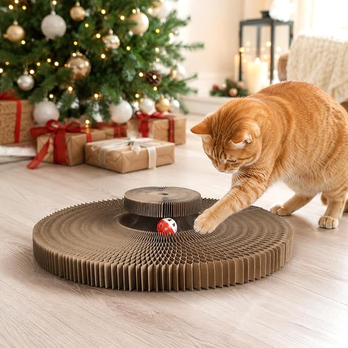 Wortade Reversible Magic Organ Cat Scratching Post, Foldable & Reversible Cat Scratcher for Indoor Cats, Cardboard Cat Scratcher, Interactive Kitten Toys Cat Enrichment for Indoor Cats - Image 6