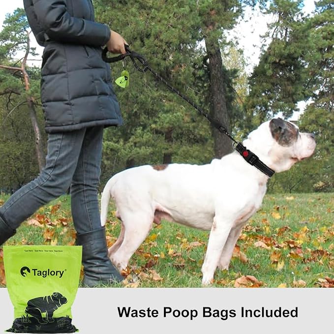 Taglory Rope Dog Leash for Medium Large Dogs, 4 FT Padded Handle, Black | Climbing Rope for Strong Pullers, Reflective for Night Walks and Training, Comfortable Grip, Anti-tangle Swivel Clip 1/2 inch - Image 2