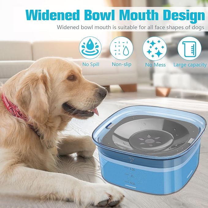 UPSKY 70oz Dog Water Bowl, No Spill Slow Drinking Feeder for Messy Drinke | Large Capacity, Spill Proof, Prevent Pet Prevents Choking, Anti-Slip, Visible Water Level, Suitable for Travel and Car Trips - Image 5