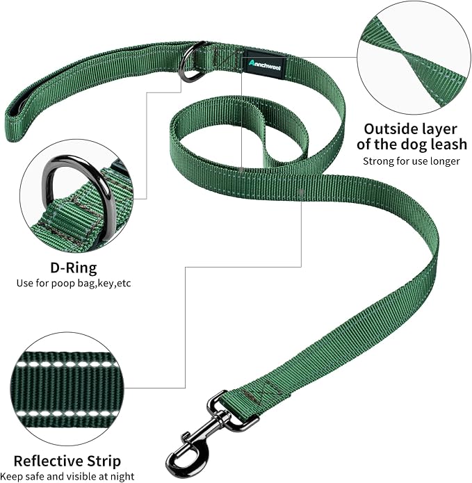 Annchwool No Pull Dog Harness with Padded Handle+5 Ft Leash,Reflective Strip Escape Proof and Quick Fit to Adjust Dog Harness,Easy for Training Walking for Small & Medium and Large Dogs(Green-Set,S) - Image 5