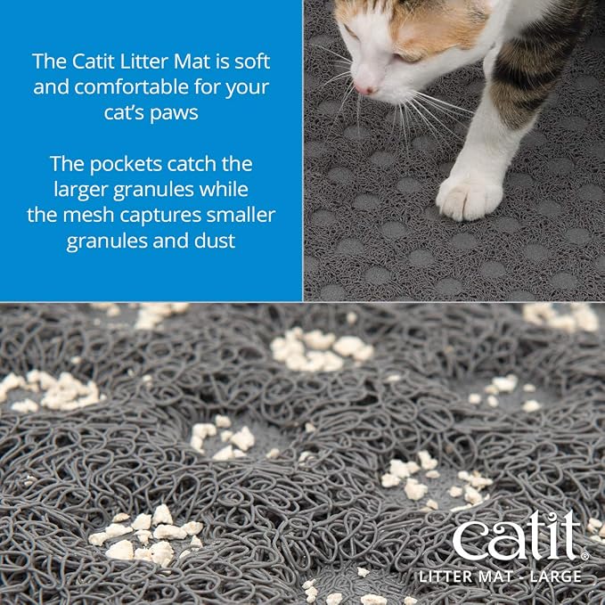 Catit Large Cat Litter Mat - Non-Slip, Easy Maintenance Design | Gentle on Paws - Traps Loose Litter - Image 2