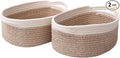 JMvicyroam Small Woven Basket, Empty Gift Basket, White&Oatmeal/2 Pack | Small Gift Basket, Cotton Rope, 12 x 8 x 73 in, Handles, Includes Ribbon and Bag, Birthday Gift Basket by JMvicyroam