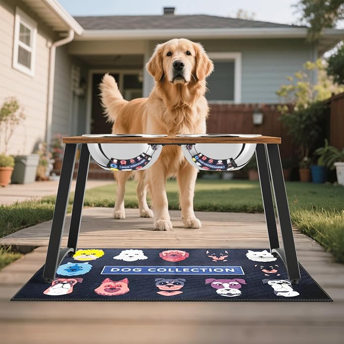 Elevated Dog Bowls for Large Dogs with Slow Feeder & Mat, 101oz Bowls, Tall Raised Dog Bowl Stand - Image 7
