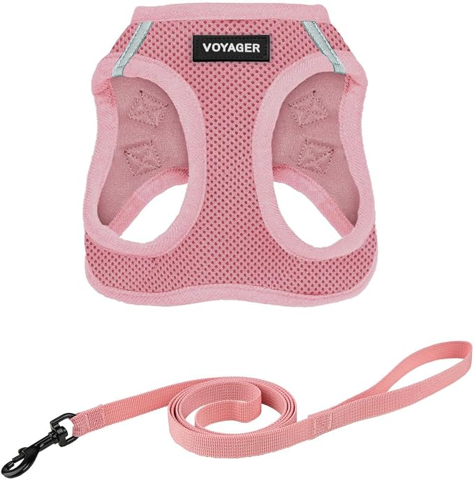 Voyager Step-in Air Cat Harness & Leash Set - Pink, M | 15 - 17" in Chest, Reflective Bands, All Weather Breathable Air Mesh, Cats Compatible, Fast Drying by BestPetSuppliesLLC