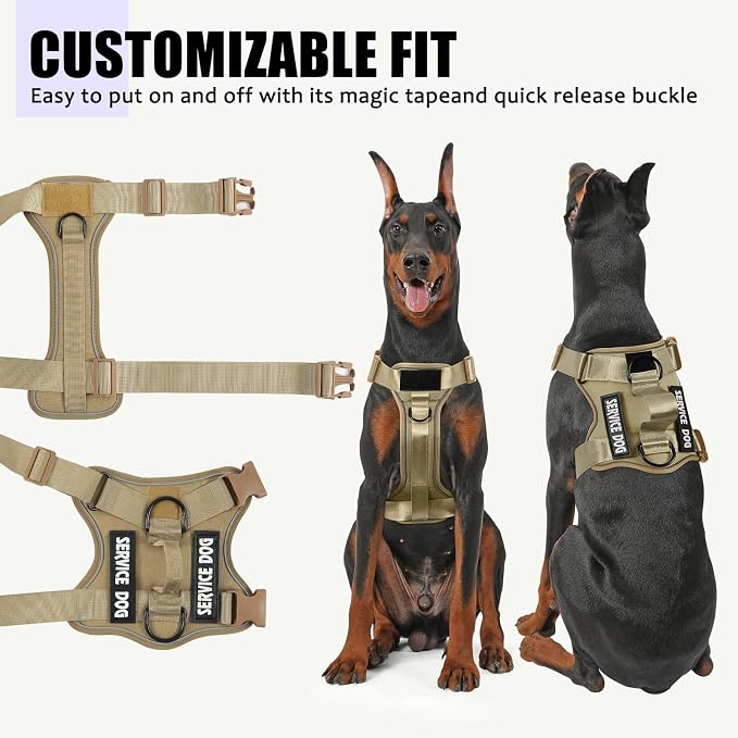 Service Dog Harness, Reflective Dog Vest Harness with 5 PCS Patches, Adjustable Soft Oxford Pet Harness, Inner Layer Mesh, Easy to Control for Small Medium Large Dogs - Image 4