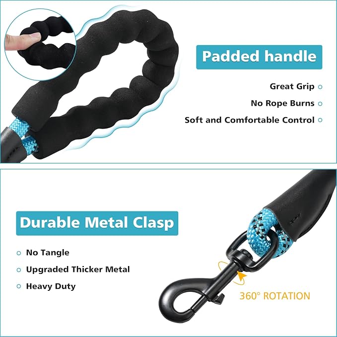 Rttochfy Rope Dog Leash 2/4/5/6/8/10 FT with Comfortable Padded Handle and Highly Reflective Threads for Small Medium and Large Dogs Heavy Duty (1/2"-4 FT, Orange) - Image 3