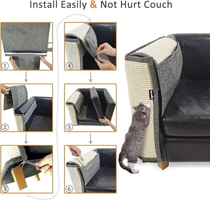 NATUYA Furniture Protectors from Cats-Cat Couch Protector Large Sisal Cat Scratching Mat-Protect Sofa Corner Cushion Chair (Sisal Armrest - Right) | Couch Protector,Large , Furniture Protectors, Sofa Corner Cushion - Image 6