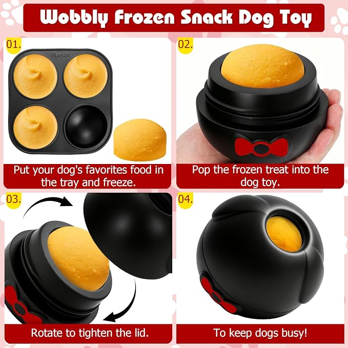 Yipetor Wobbly Dog Chew Toy, Frozen Treat Lick Ball for Medium Large Dogs | 4IN Enrichment Toy, IQ Puzzle, Keeps Them Entertainment, Chew Resistant, BPA-Free Rubber & Dishwasher Safe - Image 7
