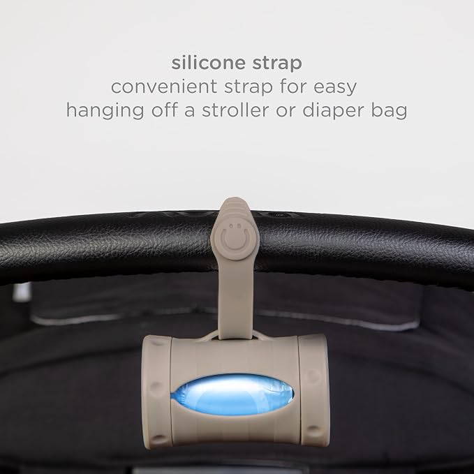 Ubbi Retractable Bag Dispenser for Diaper Bag, Taupe | Portable Bag Holder for Travel, Clips to Stroller or Diaper Bag, Newborn Baby Essentials, Includes 24 Lavender Scented Bags - Image 4