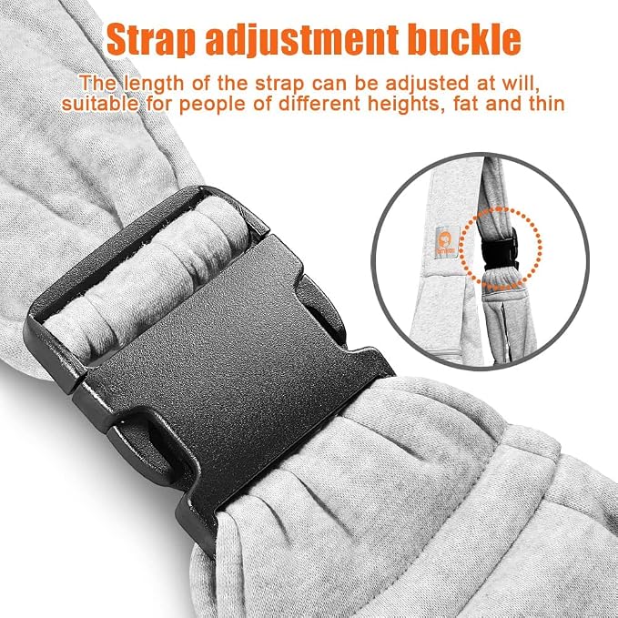 Tomkas Dog Cat Carrier Sling Zip Pocket & Adjustable Strap(M,Gray) - Image 5