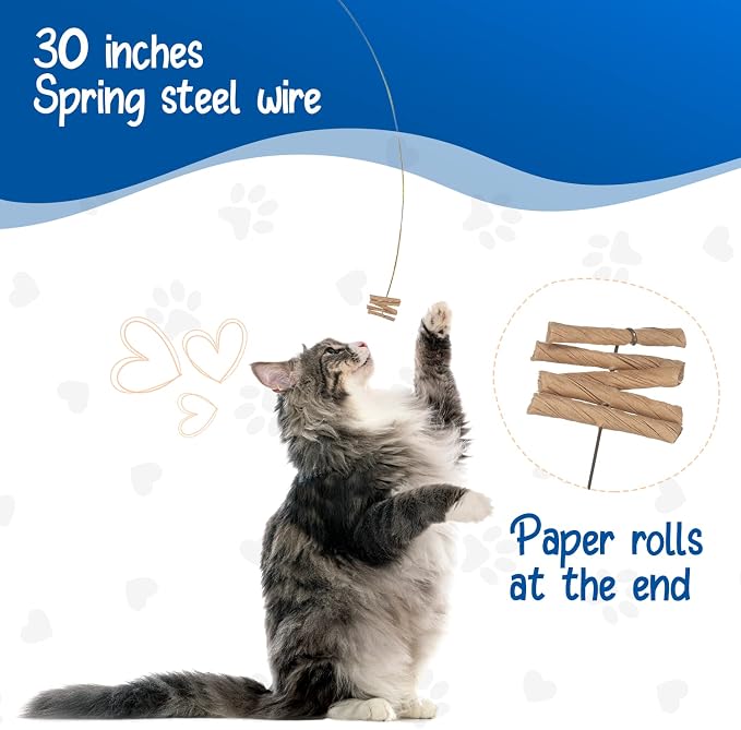 Cat Dancer Interactive Cat Toy - Fun and Fitness for Your Furry Friend - Engaging Paper Roll Attached with 30 Inches Flexible Spring Steel Wire for Playful Cats – 2 Pack - Image 4