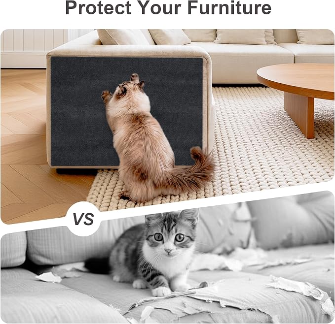 Small Cat Scratcher, 23.6x11.8 Cat Scratch Furniture Protector | Trimmable, No-Shedding Cat Scratch Pad with Self-Adhesive Backing for Climbing, Protects Walls and Couch, Dark Gray - Image 8