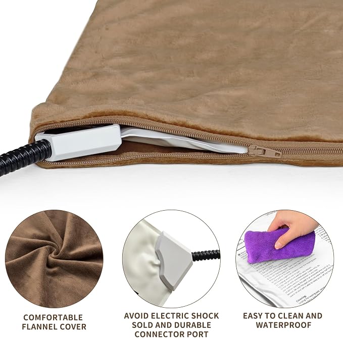 NAMOTEK Pet Heating Pad Adjustable Temperature with Timer, Waterproof Heated Mat with Chew Resistant Cord, Auto Power-Off Electric Indoor Pet Heat Pad for Dogs and Cats - Image 3