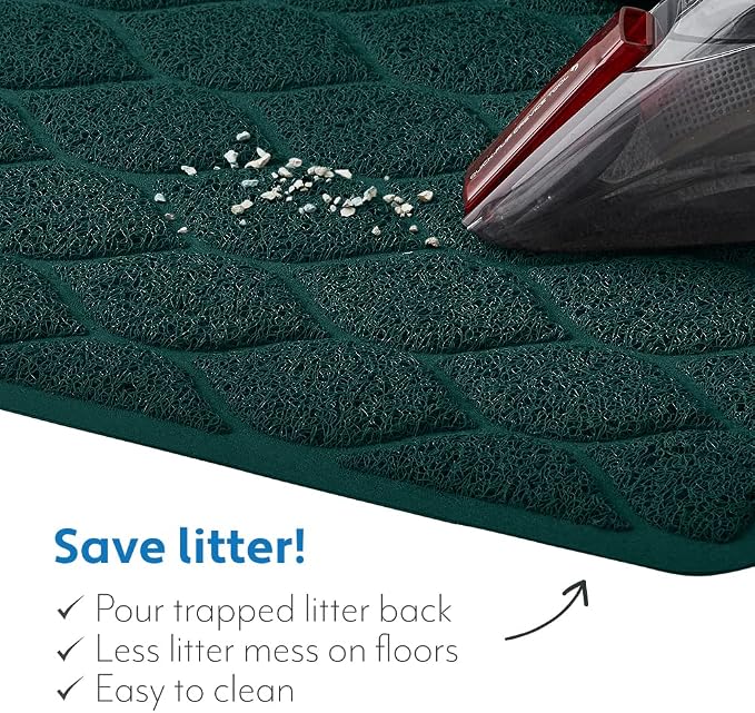 MIGHTY MONKEY Waterproof BPA Free Cat Litter Box Trapping Mat, Easy Clean Floors, Textured Backing, Soft on Sensitive Kitty Paws, Cats Accessories, Less Waste, Stays in Place, 35x23, Hunter Green - Image 5