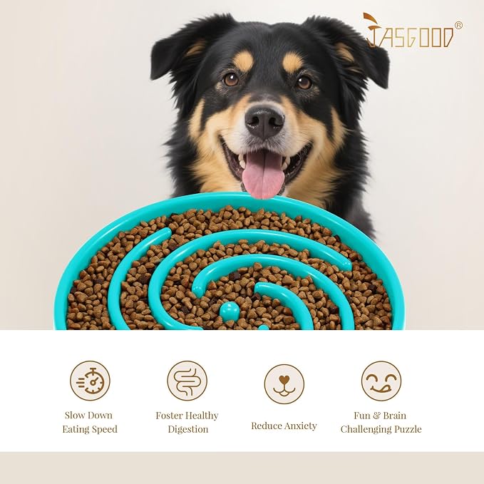 JASGOOD Slow Feeder Dogs Bowl for Large Medium Dogs,Anti-Gulping Pet Slower Food Feeding Bowls Stop Bloat,Preventing Choking - Image 6
