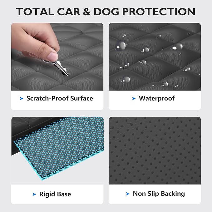 Hard Bottom Dog Car Seat Cover for Back Seat, with Egg Crate Foam | Backseat Extender, Dog Hammock for Cars, SUVs, Sedan, Holds 420lbs, Sturdy Oxford, Large Space, Soft Pet Car Bed, Waterproof - Image 6