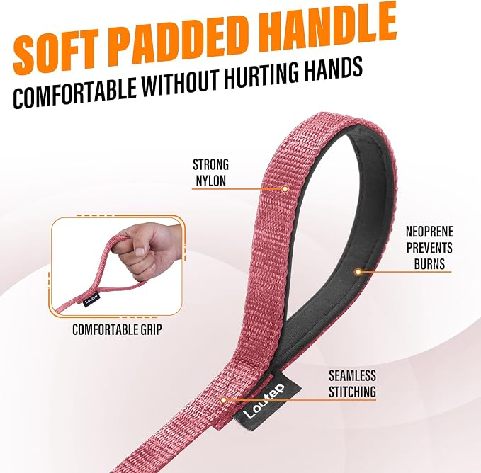 Long Line Dog Training Leash with Padded Handle, 20 ft, Pink | Durable nylon webbing with reinforced stitching and 360° swivel clip for recall and obedience - Image 3