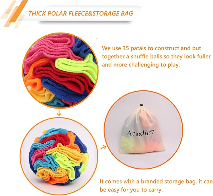 Ablechien Snuffle Ball - Snuffle Ball for Dogs Large Breed, Interactive Dog Toys to Keep Them Busy, Dog Puzzles for Large Dogs with Storage Bag Machine Washable - Image 5