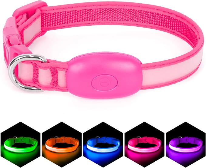 Light up Collar for Small Dog,Vizpet XS Adjustable Size Nylon Collar USB Rechargeable Bright Safety Pet Collar for Cats Small Dogs (Pink, X-Small[ 8.66-11.9 inch/22cm-30cm]) - Image 8