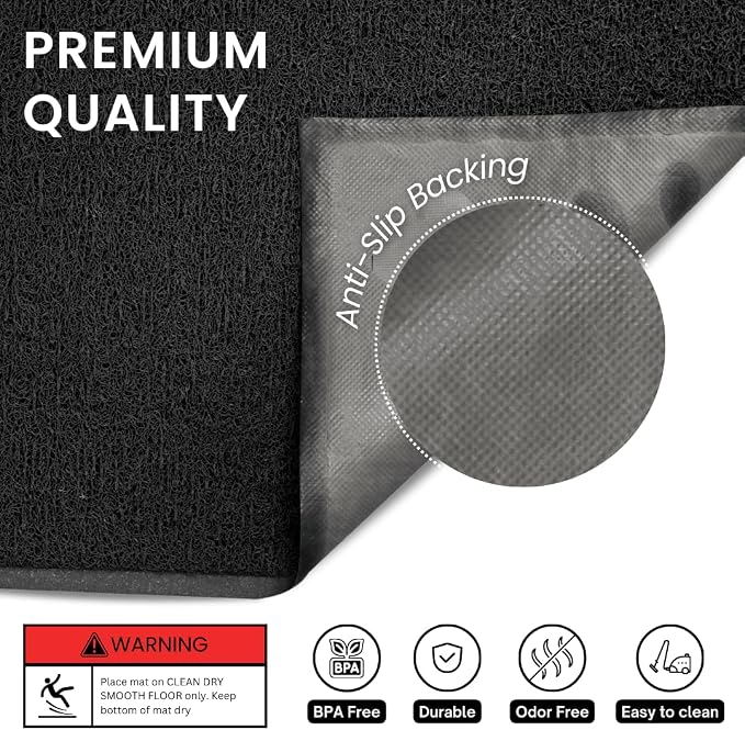 Andalus Large Cat Litter Mat, Pack of 2 - Waterproof, Non-Slip & Easy to Clean Cat Litter Box Mat for Extra Efficient Pet Litter-Trapping, Black (30” X 18”) - Image 2
