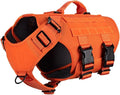 ICEFANG No Pull Tactical Dog Harness for X-Large Dogs,Adjustable Dog Vest | Control Handle,MOLLE Panel,Front Hook,3 Leash Clips,Soft Padded,for walking training,Orange,X-Large by ICEFANGDIRECT