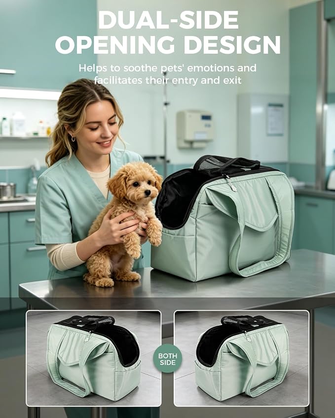 Lightweight Dog Purse with Large Pockets for Small Dogs up to 8 lb | Stylish, Soft-Sided Small Dog Carrier with Safety Buckle and Breathable Anti-Scratch Mesh for Travel, Sage Green - Image 9
