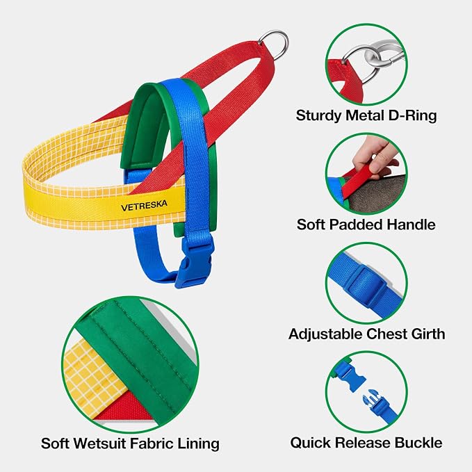 VETRESKA MoMA Dog Harness and Leash Set, Easy Walk Dog Harness, Yellow S | for Small Medium Dogs, No Pull Puppy Harness for Walking and Training, Adjustable, Take Control & Anti-Twist Pet Lead Combo - Image 4