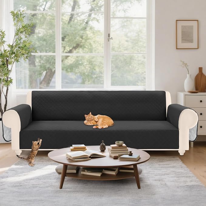 Velvet 100% Waterproof Couch Cover for Dogs Washable Sofa Covers for 3 Cushion Couch Pet Friendly Extra Large Sofa Slipcover Non Slip Furniture Protector with Pockets (X-Large, Black) - Image 7