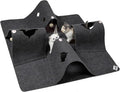 35.4" Cat Tunnels for Indoor Cats, Multi-Entrance Cat Toys, Grey | 4 Way Felt Interactive Pet Toy with Hidden Ball, Enrichment Activity Rug, Collapsible Cave for Kittens & Small Pets by Home