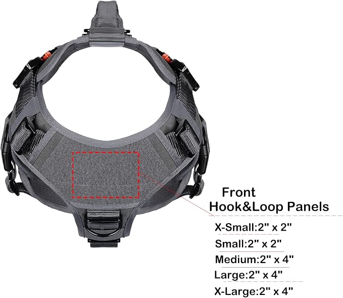ICEFANG No Pull Tactical Dog Harness for Large Dogs,Adjustable Dog Vest | Control Handle,MOLLE Panel,Front Hook,3 Leash Clips,Soft Padded,for walking training,Grey,Large - Image 5