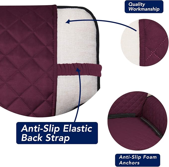 PureFit Reversible Chair Sofa Cover Dog Couch Covers for Sofa, 25.5 in | Wine/Beige, Water Resistant Couch Protector, Washable Pet Couch Cover with Non Slip and Elastic Straps For Kids - Image 3