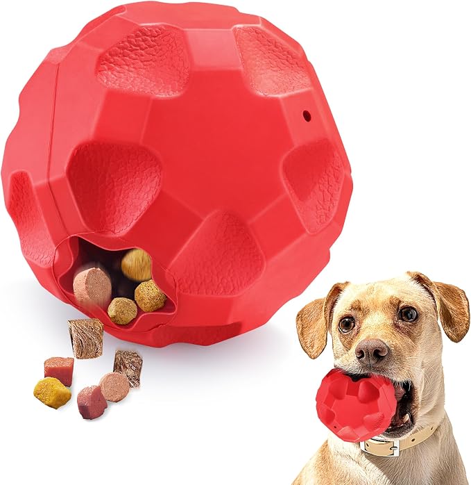 Rubber Treat Dispensing Dog Toys for Aggressive Chewers Large Breed | Dog Treat Ball for Dogs, Balls for Dogs, Interactive Dogs Toys for Boredom to Keep Them Busy, Treat Toy Ball by TROUSKAIG