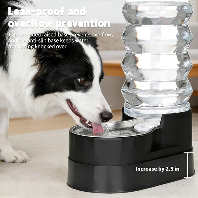 RIZZARI 9L Elevated Dog Water Dispenser: Filtered Gravity Waterer | Stainless Steel Bowl /Gravity Fed/No Power Needed/ Anti-Spill Base/Senior Dogs & Large Breeds/Indoor/Outdoor - Image 3