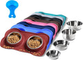 Hubulk Pet Dog Bowls 2 Stainless Steel Dog Bowl with No Spill Non-Skid Silicone Mat + Pet Food Scoop Water and Food Feeder Bowls for Feeding Small Medium Large Dogs Cats Puppies (Large, Burgundy) by Hubulk