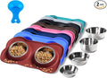 Hubulk Pet Dog Bowls 2 Stainless Steel Dog Bowl with No Spill Non-Skid Silicone Mat + Pet Food Scoop Water and Food Feeder Bowls for Feeding Small Medium Large Dogs Cats Puppies (X- Large, Burgundy) by Hubulk