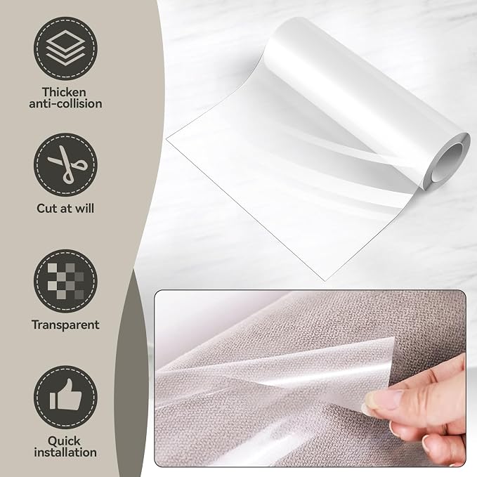 Anti Cat Scratch Furniture Protector (11.8" x 118") Single Sided | Thicken Vinyl Transparent Cat Anti Scratch Tape Flexible Couch Protector from Cat Claw Sticky Paws for Sofa, Door, Wall, Bed - Image 3