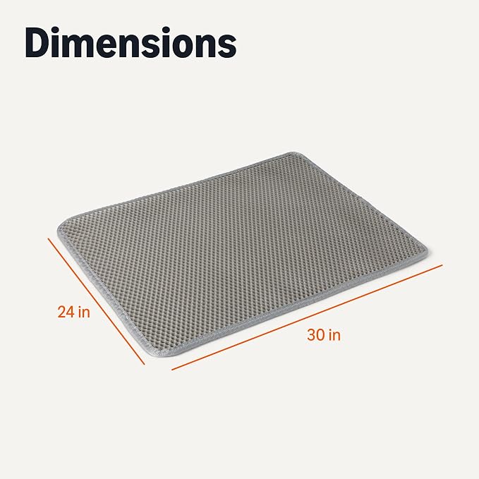 Amazon Basics Double-Layer Cat Litter Mat, Honeycomb Design with Scatter Control, Waterproof & Urine-Proof, Non-Slip Trapper Mat, Soft on Paws, Grey, 30" x 24" - Image 5