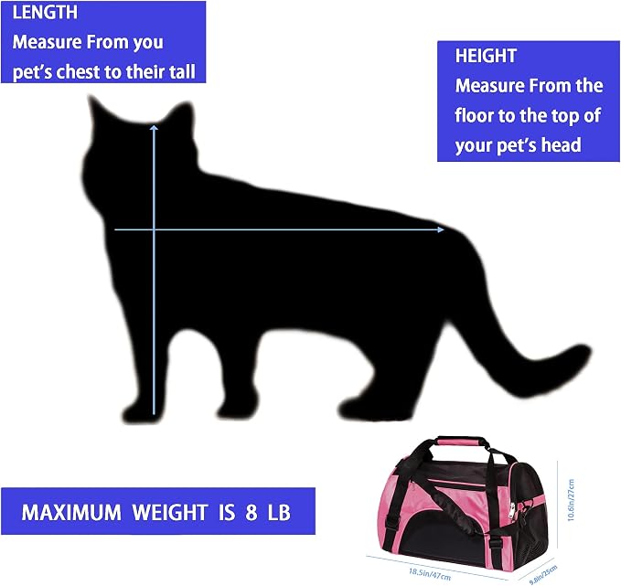 MuchL Pet Carrier Soft-Sided Carriers for Cat Carriers Dog Carrier for Small Medium Cats Dogs Puppies Pet Carrier Airline Approved Cat Dog Pet Travel Carrier (Medium,Pink) - Image 6