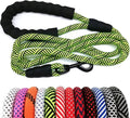 MayPaw Heavy Duty Rope Dog Leash, 3/4/5/6/7/8/10/12/15 FT Nylon Pet Leash, Soft Padded Handle Thick Lead Leashes for Large Medium Dogs (Green Black, 1/2" * 8') by MayPaw