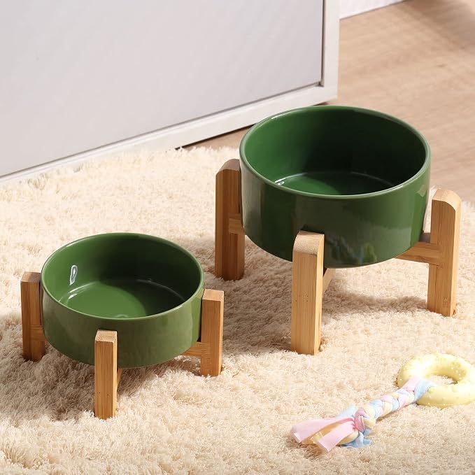Petygooing 28 OZ Elevated/Raised Ceramic Dog Bowl for Small and Medium Breeds, Dog Food Water Dish with Stand,Pet Feeding Bowl Anti Slip Rubber for Small and Medium Dogs (3.6 Cups) Rust Green - Image 7