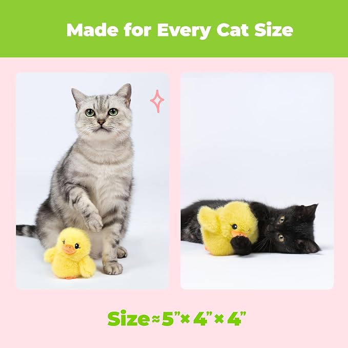 Best Pet Supplies Catify Interactive Flapping Cat Toy - Duckling, Yellow | Catnip Infused, Motion Activated Wings, Realistic chirps, Soft, Rechargeable, For Indoor Kittens & Cats, Independent Play - Image 7