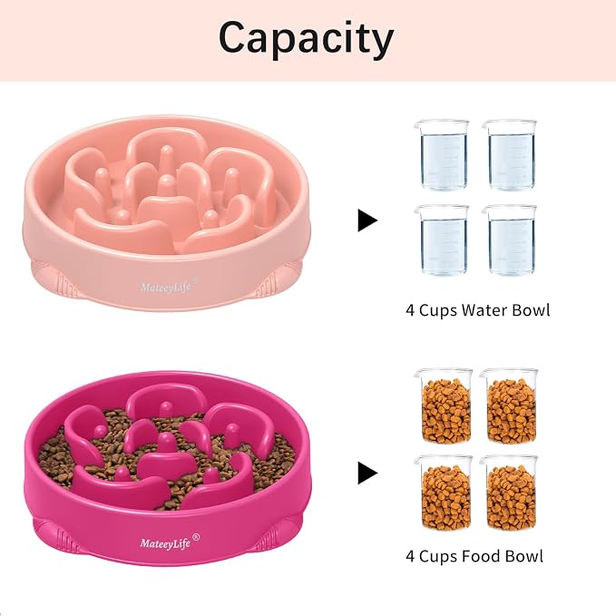 MateeyLife 2-Pack Slow Feeder Dog Bowls, 4 Cups, Dog Puzzle Feeder Bowl | Food-contact safe, dishwasher safe, non-slip base, maze design, for fast eaters, for dogs and cats, daily mealtimes - Image 5