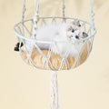 Macrame Cat Hammock Bed,Handwoven Hanging Boho Cat Bed with Hanging Kit for Indoor Outdoor Home Decor Ceiling Catio Swing for Playing Sleeping Climbing and Lounging(15.74x15.74x47.24IN)(L) by MUYG