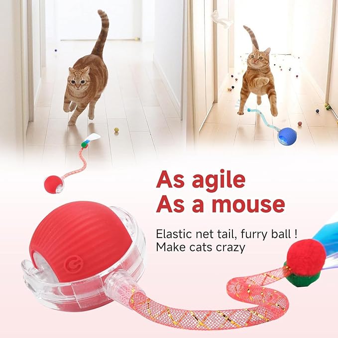 2 Packs Speed 2.0 Tail Interactive Cat Toys for Indoor Cats, Moving Cat Toy | Chirping & Motion Activate Cat Toy, Smart Kitten Toys Rolling Ball Moving Ball, Electric Dog Cat Ball for Enrichment Exercise - Image 2