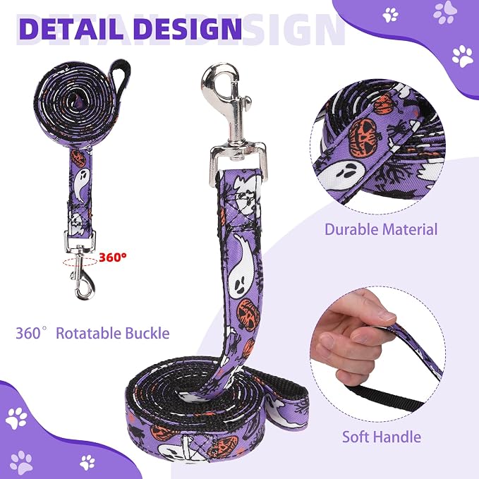 KOOLTAIL Halloween Dog Harness and Leash Set for Small Medium Dogs, Step in No Pull Soft Mesh Harness Comfort Padded Pet Vest, Adjustable Reflective Easy Walking Puppy Cats Harness Training, Ghost S - Image 3