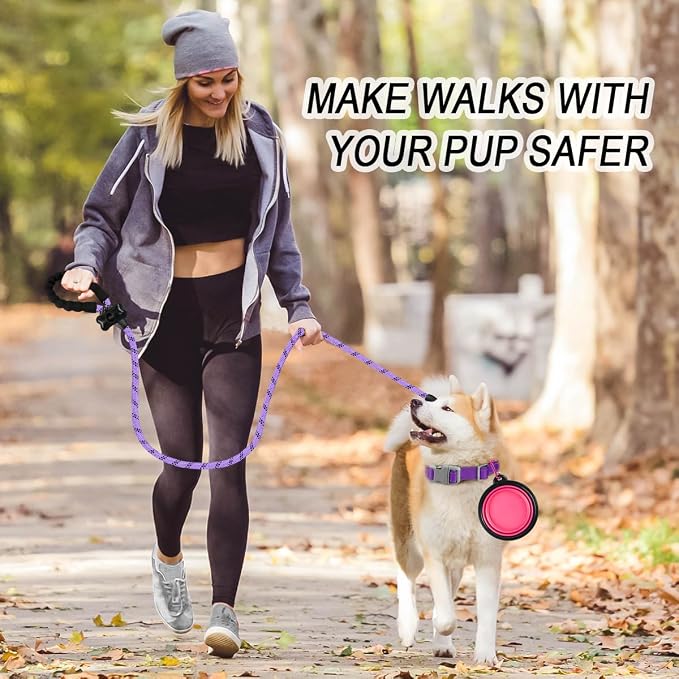 BARKBAY Dog Leashes for Large Dogs Heavy Duty Dog Leash 4/5/6 FT with Comfortable Padded Handle and Highly Reflective Threads for Medium Large Dogs Walking Training Running (5FT-1/2,Violet Purple) - Image 3